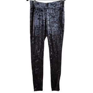 LOGO‎ Lori Goldstein Grey Crushed Velvet Leggings Metallic Soft Loungewear sz Sm